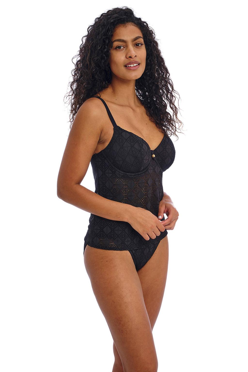 Freya niet-voorgevormde crochet tankini bikinitop Nomad zwart