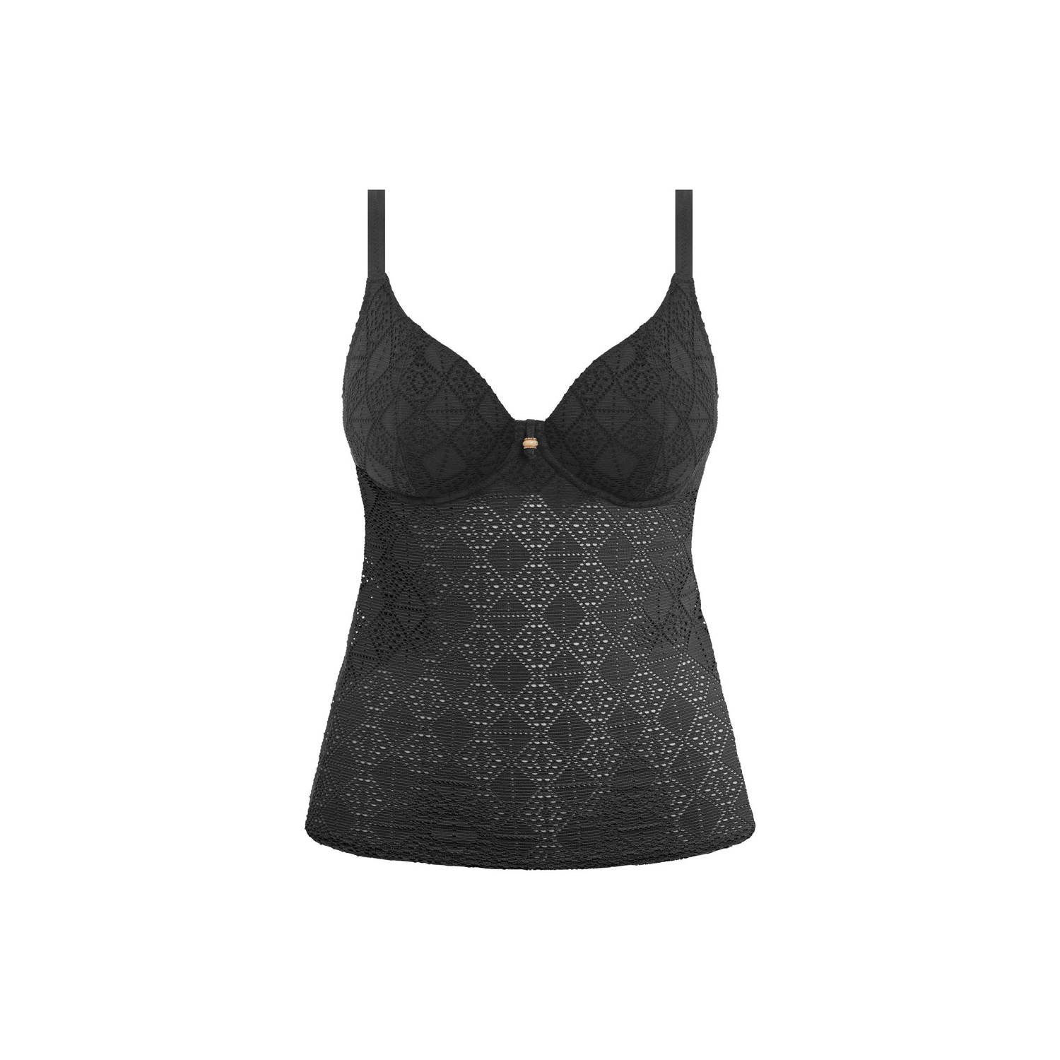Freya niet-voorgevormde crochet tankini bikinitop Nomad zwart