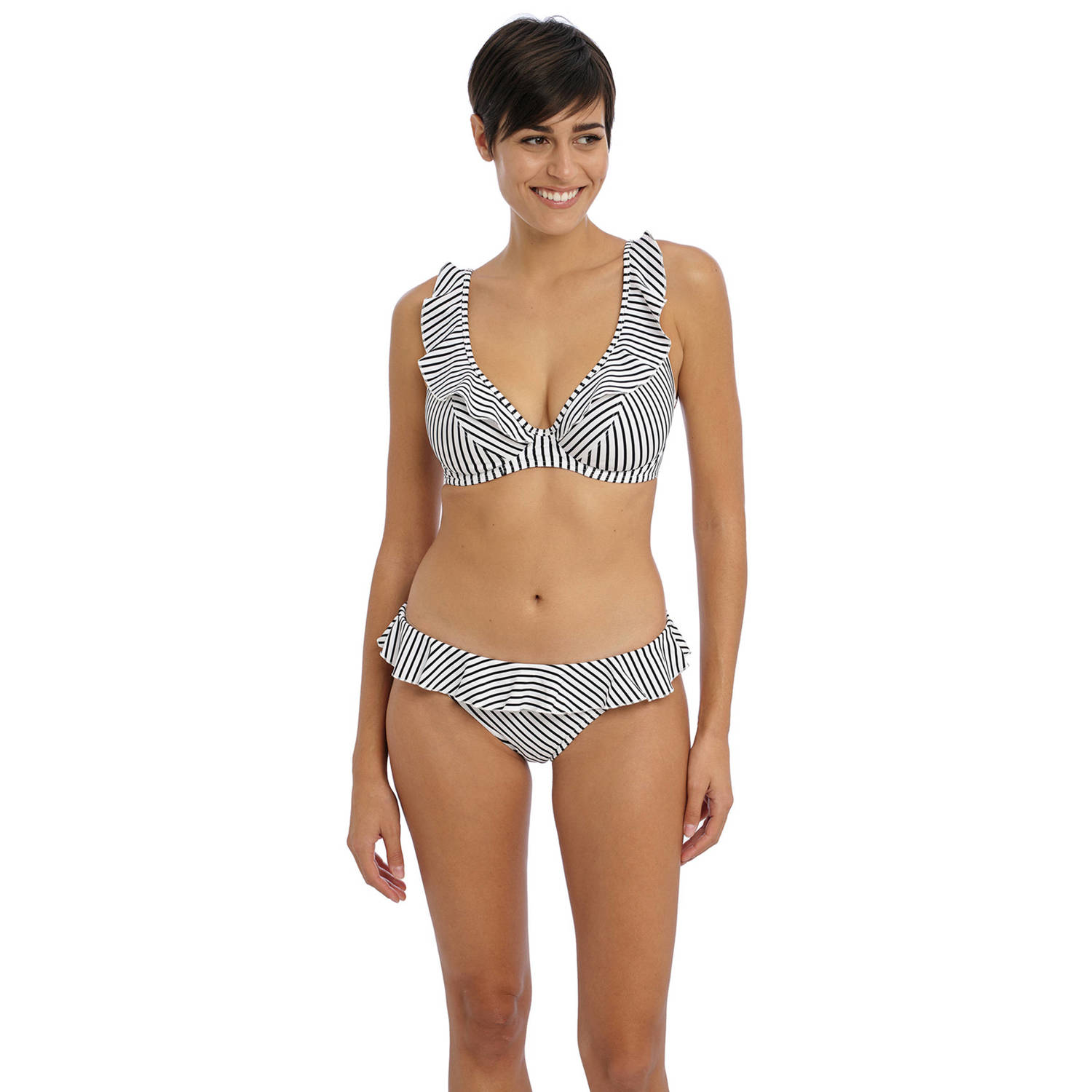 Freya brazilian bikinibroekje Jewel Cove met ruches zwart wit