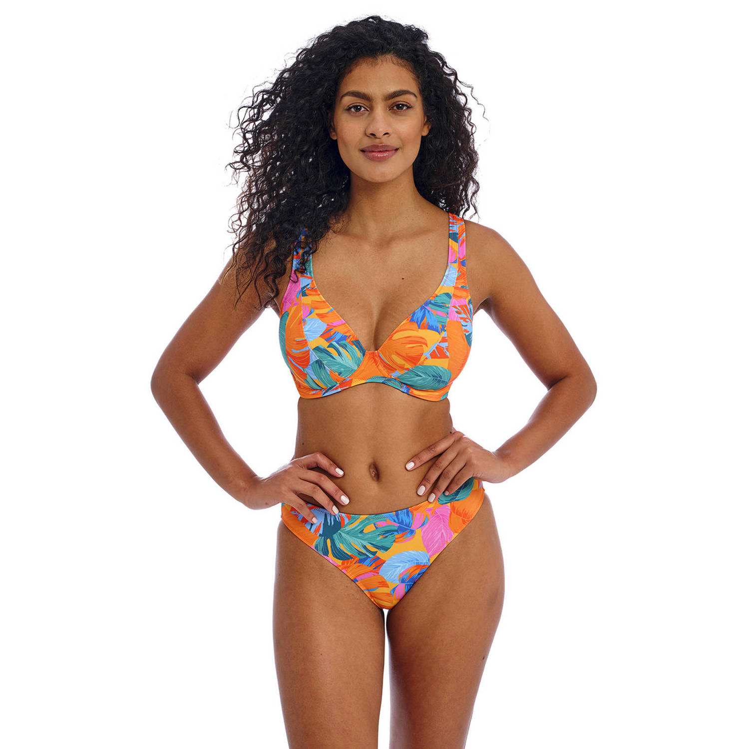 Freya bikinibroekje Aloha Coast oranje turquoise roze