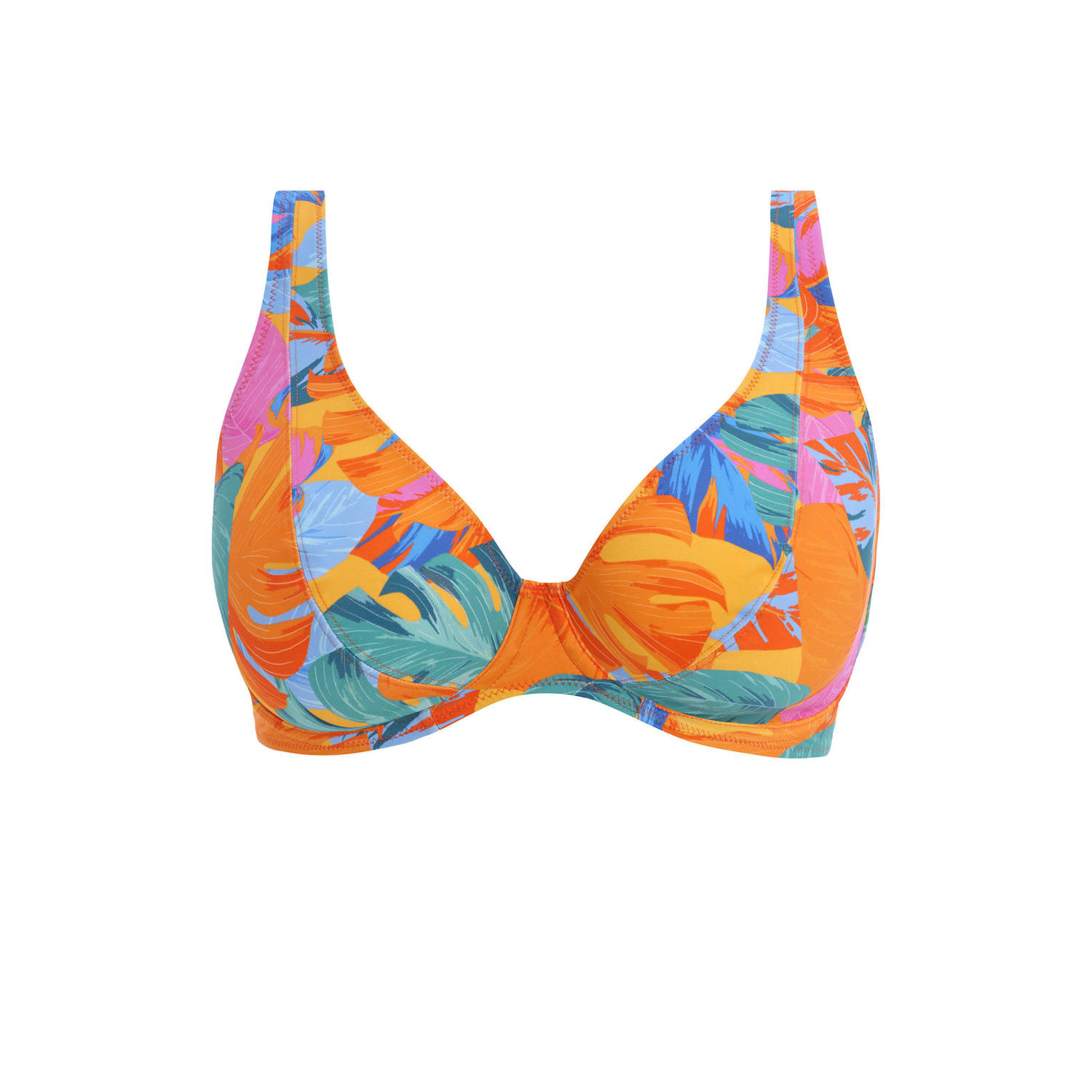 Freya niet-voorgevormde beugel bikinitop Aloha Cost oranje turquoise roze