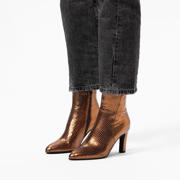 thumbnail: Manfield   leren enkellaarzen met slangenprint brons