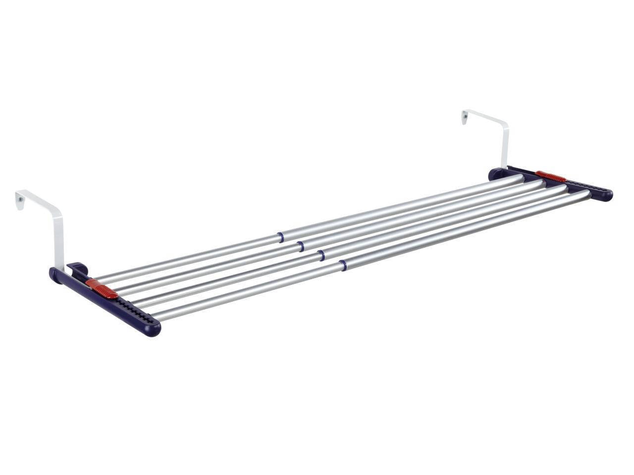 Relaxdays droogrek staal uitschuifbaar wasrek H x B D: ca. 91 63 199 cm wit