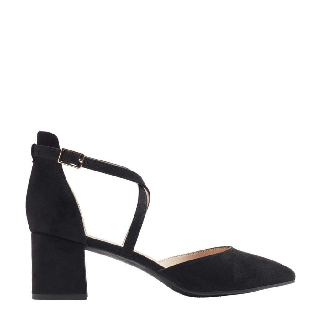 Zwarte dames Graceland pumps van rubber/imitatie leer met gesp