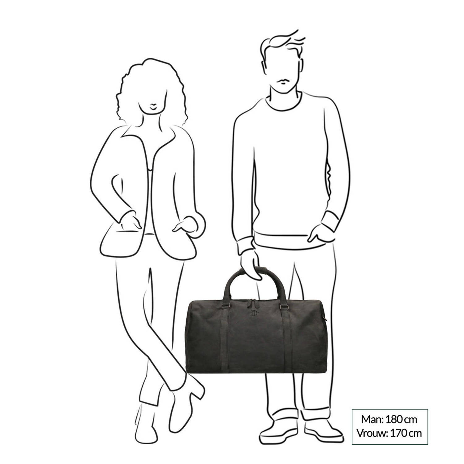 Travelbags leren reistas The Base Weekender zwart