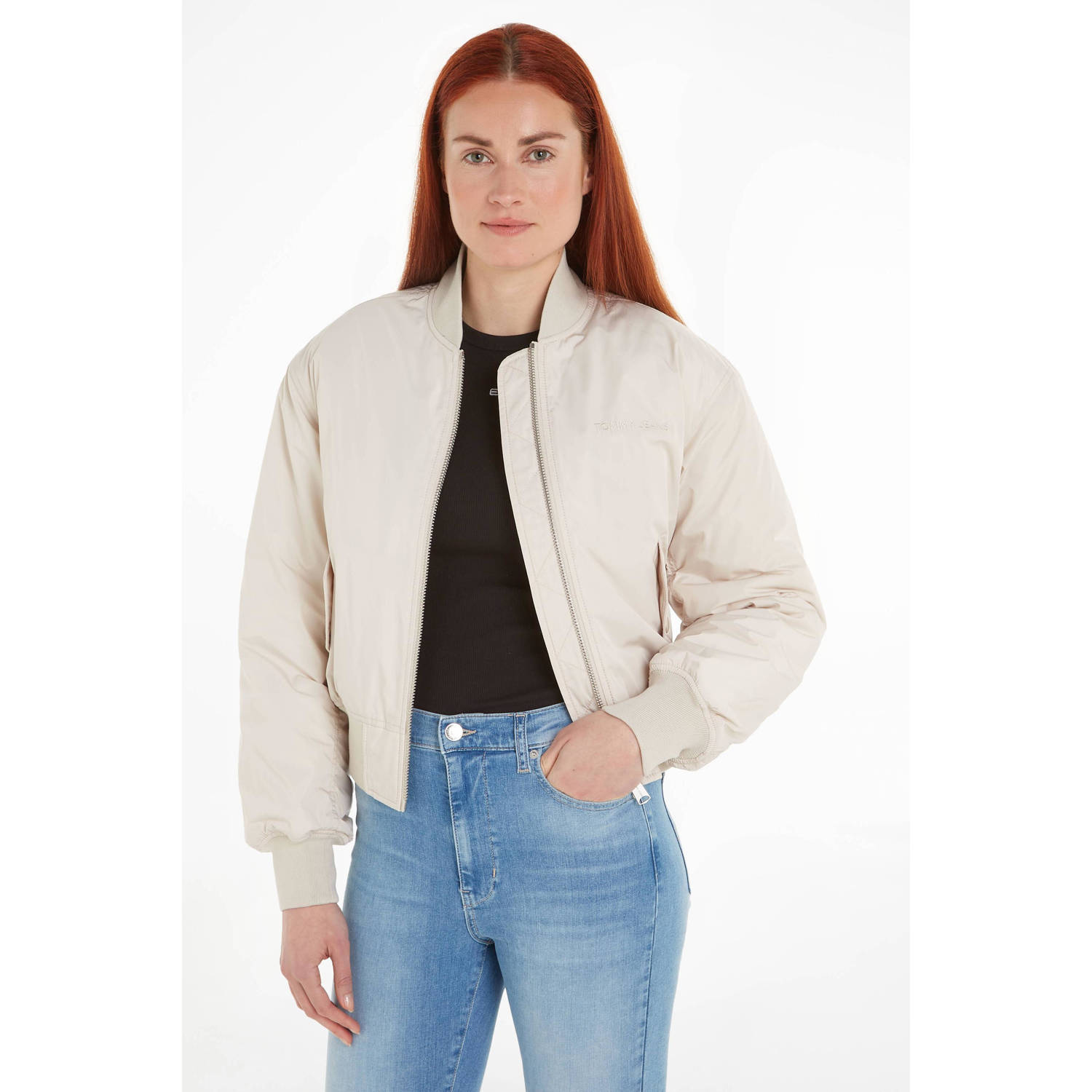 Tommy Jeans bomberjack van gerecycled polyester offwhite