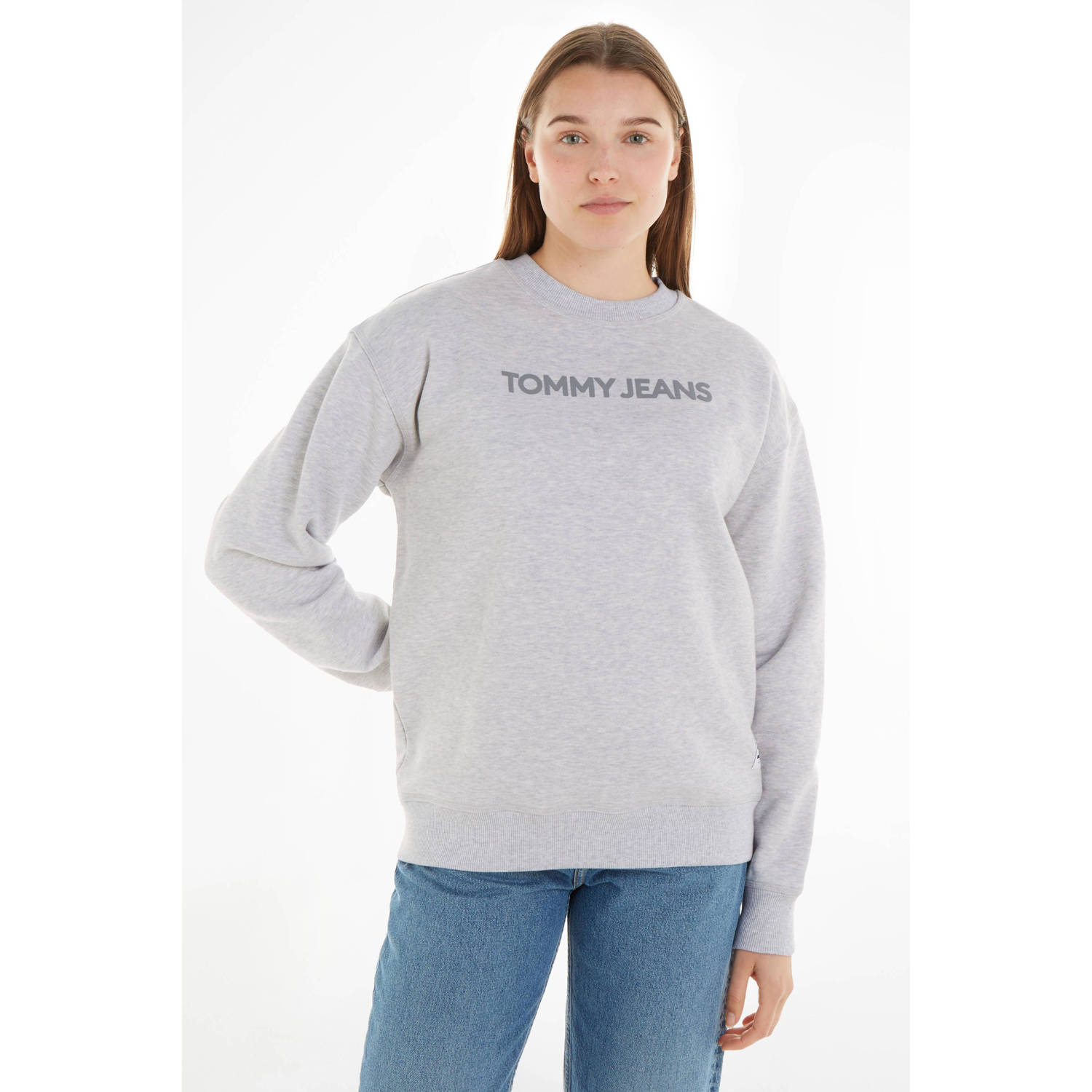 Tommy Jeans gemêleerde sweater lichtgrijs