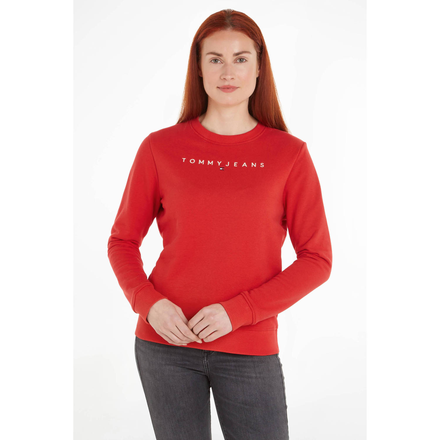 Tommy Jeans sweater met logo rood