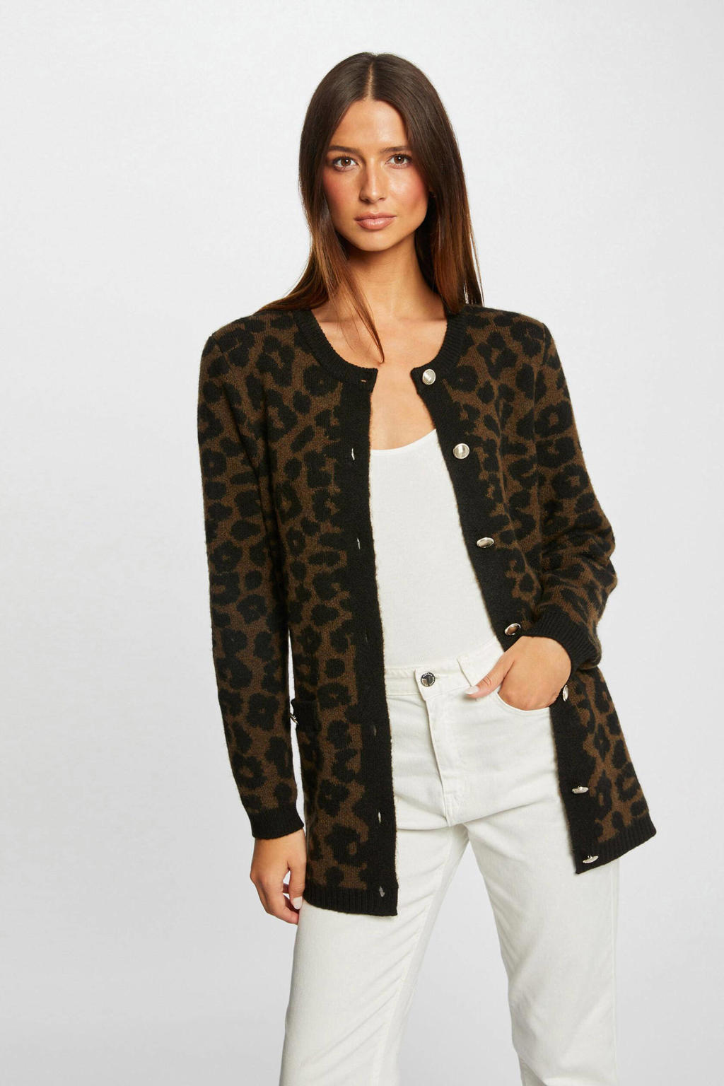 lang vest met panterprint