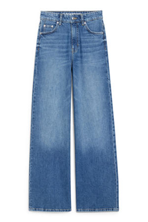 wide leg jeans medium blue denim