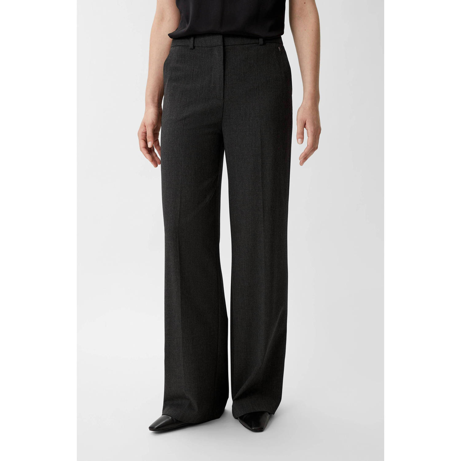 Comma wide leg pantalon antraciet