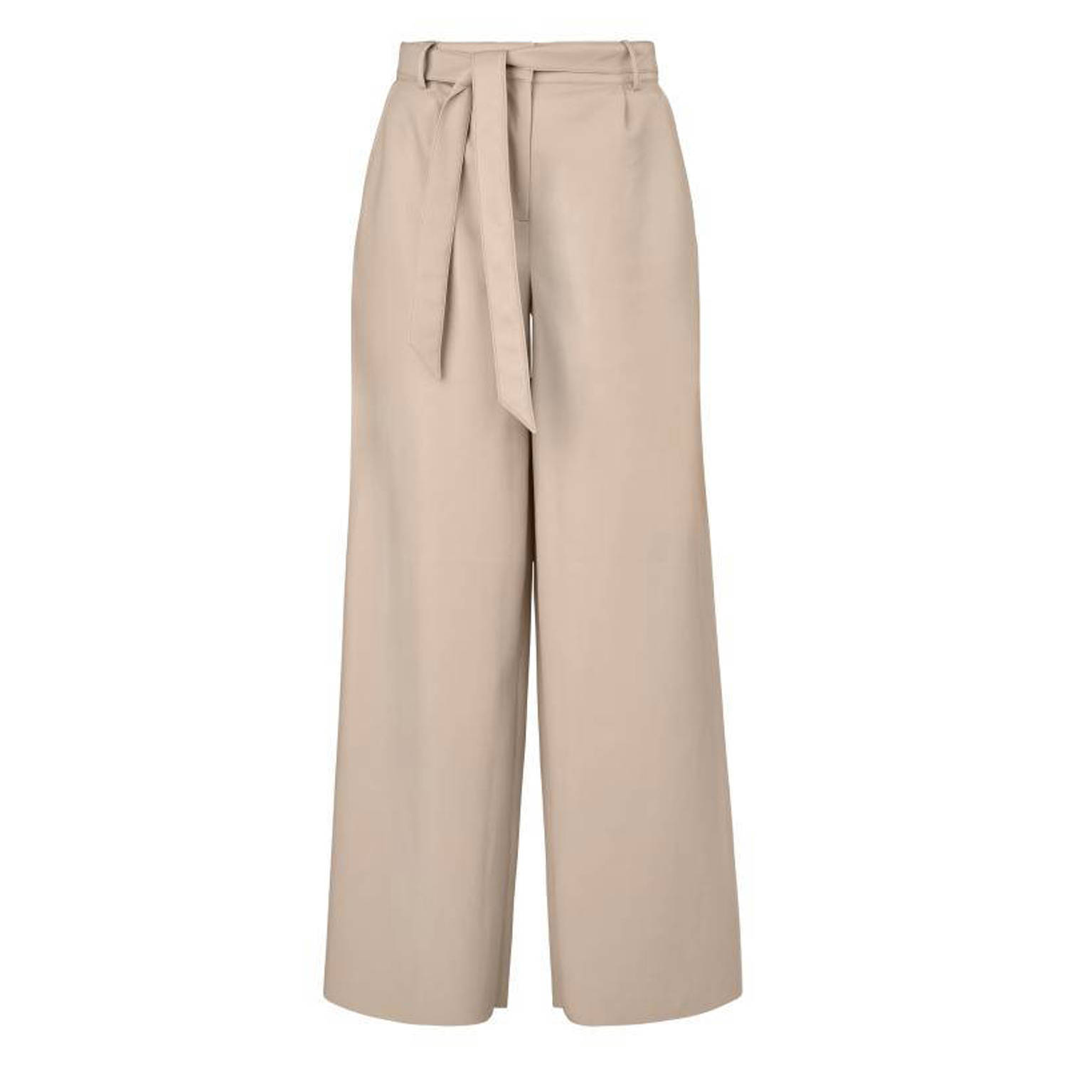 Comma imitatieleren pantalon beige