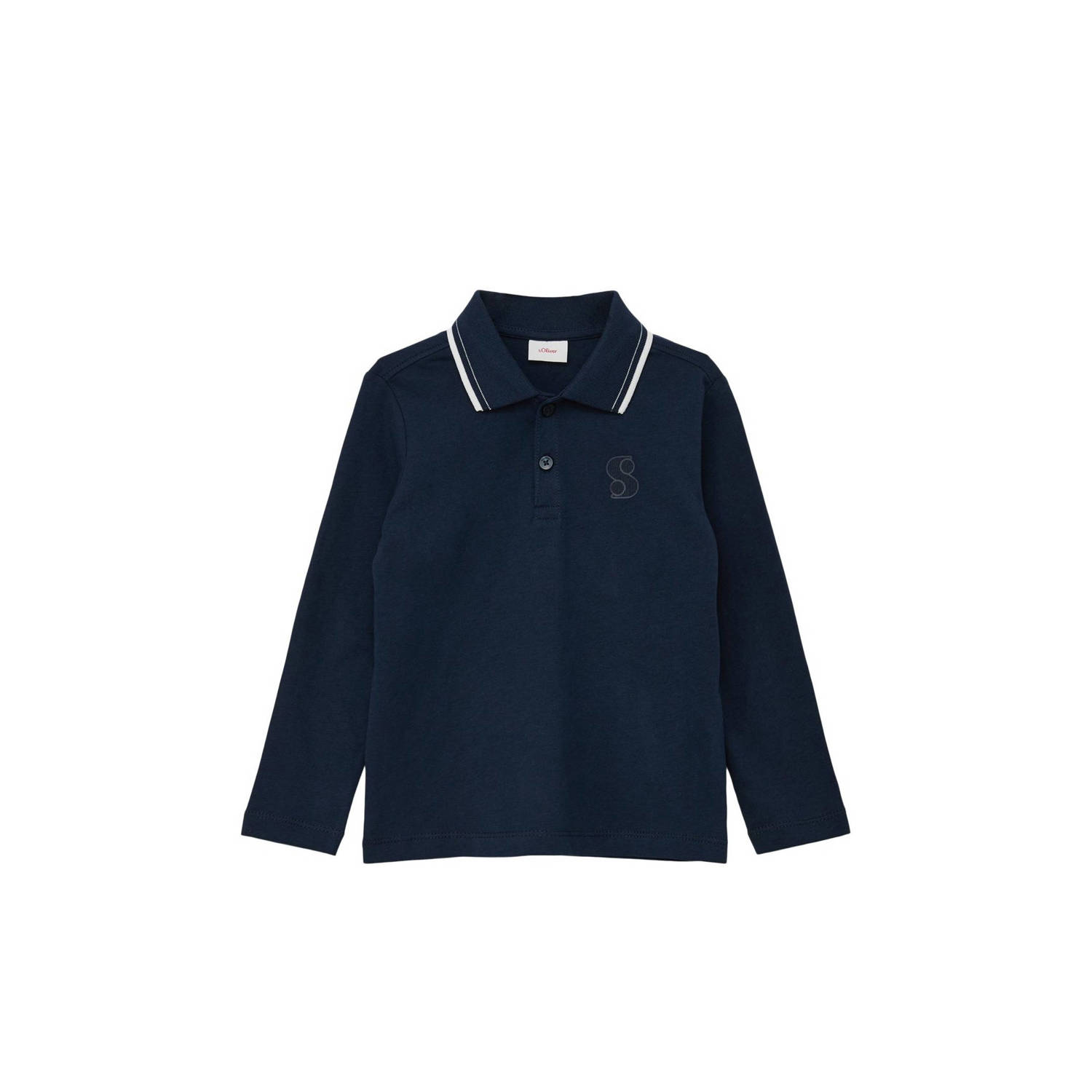 s.Oliver polo met contrastbies donkerblauw