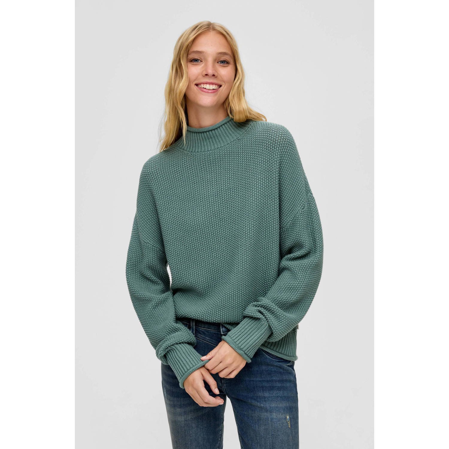 QS by s.Oliver Gebreide pullover met opstaande kraag