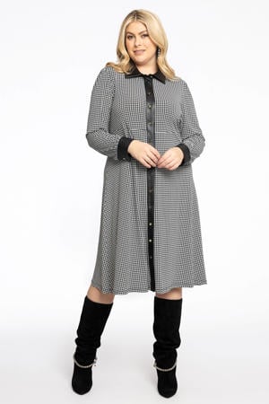 blousejurk met pied-de-poule zwart/wit