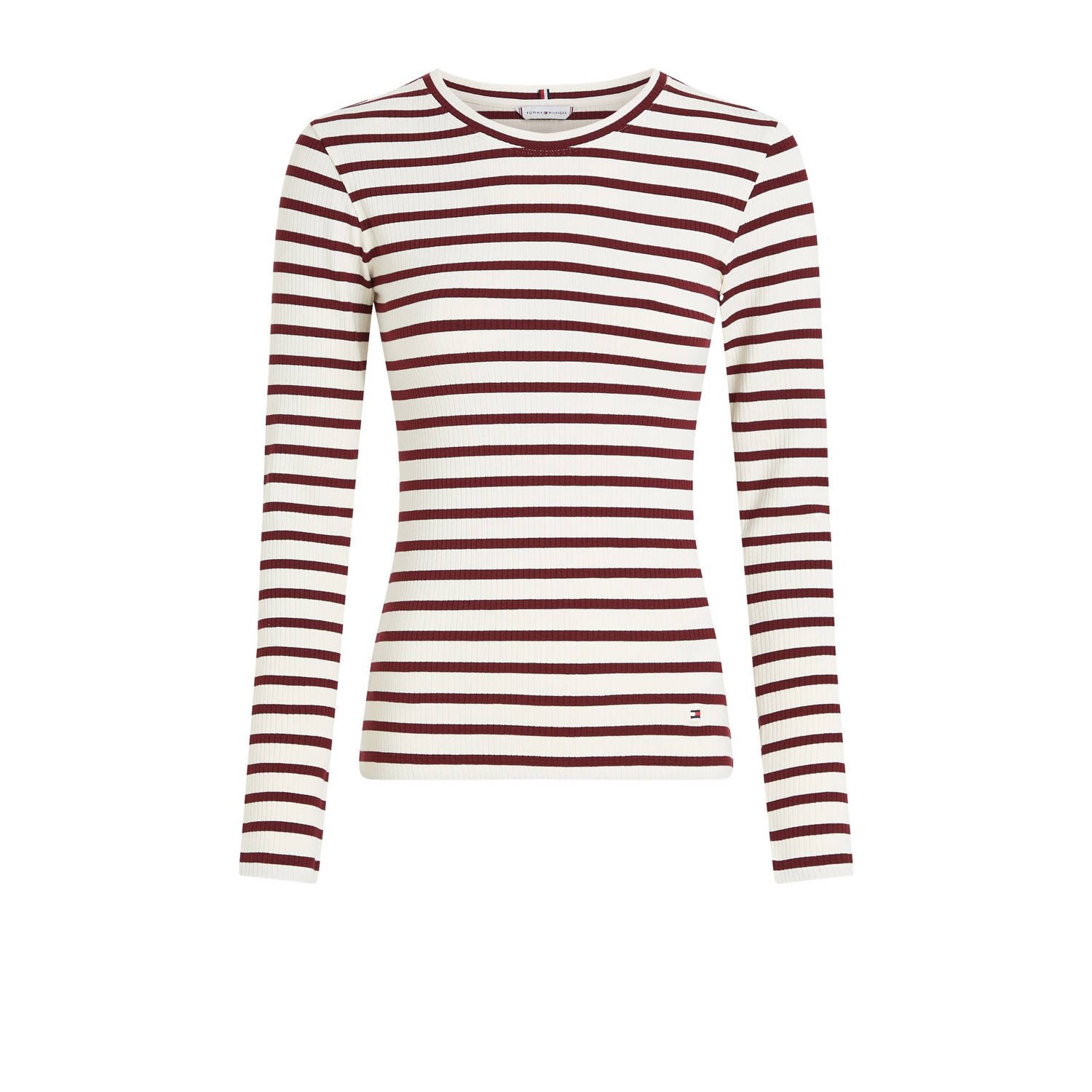 TOMMY HILFIGER Dames Tops & T-shirts Slim 5x2 Rib Stripe C-nk Ls Rood