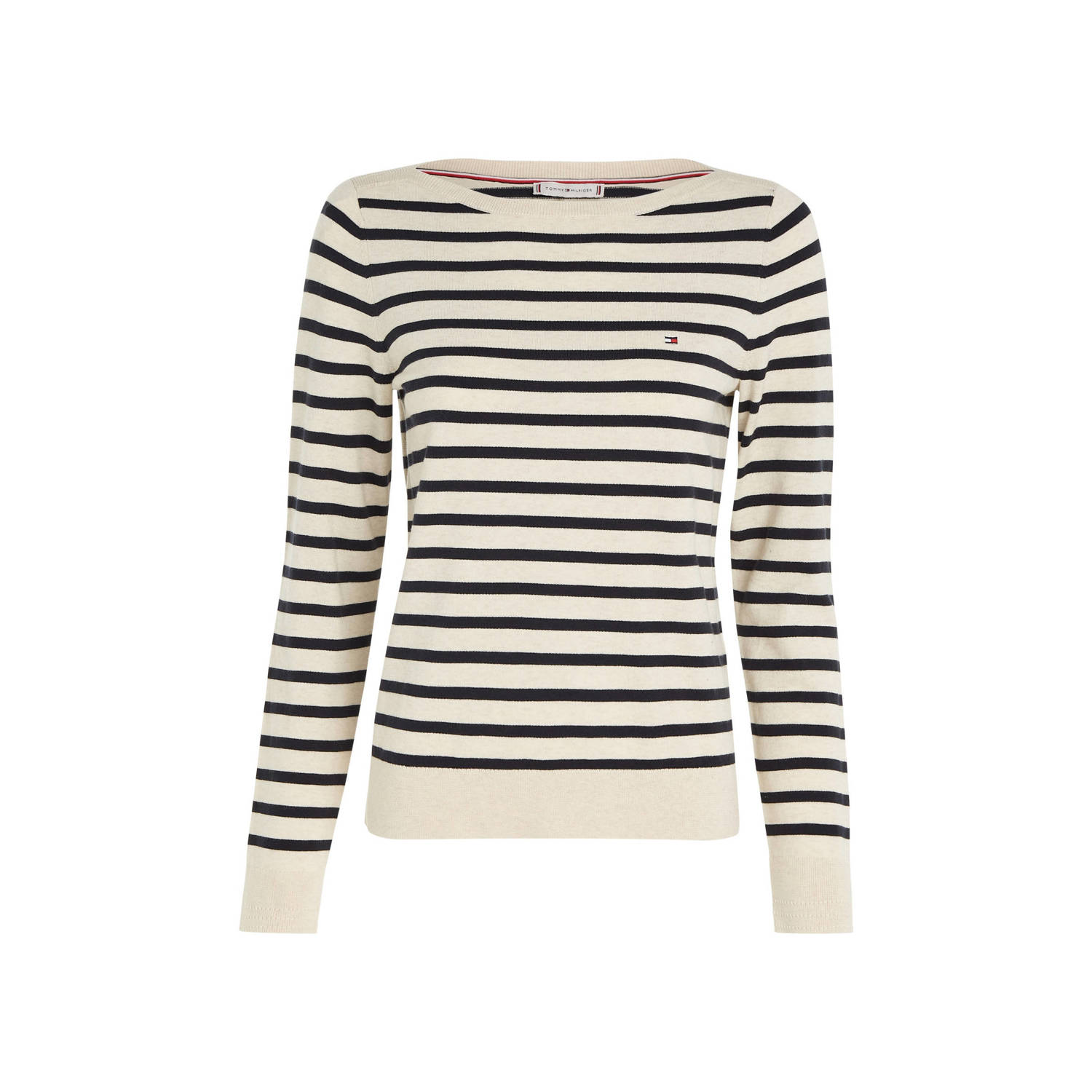 Tommy Hilfiger Gebreide trui CO JERSEY STITCH BOAT-NK SWEATER met -merklabel op de mouw