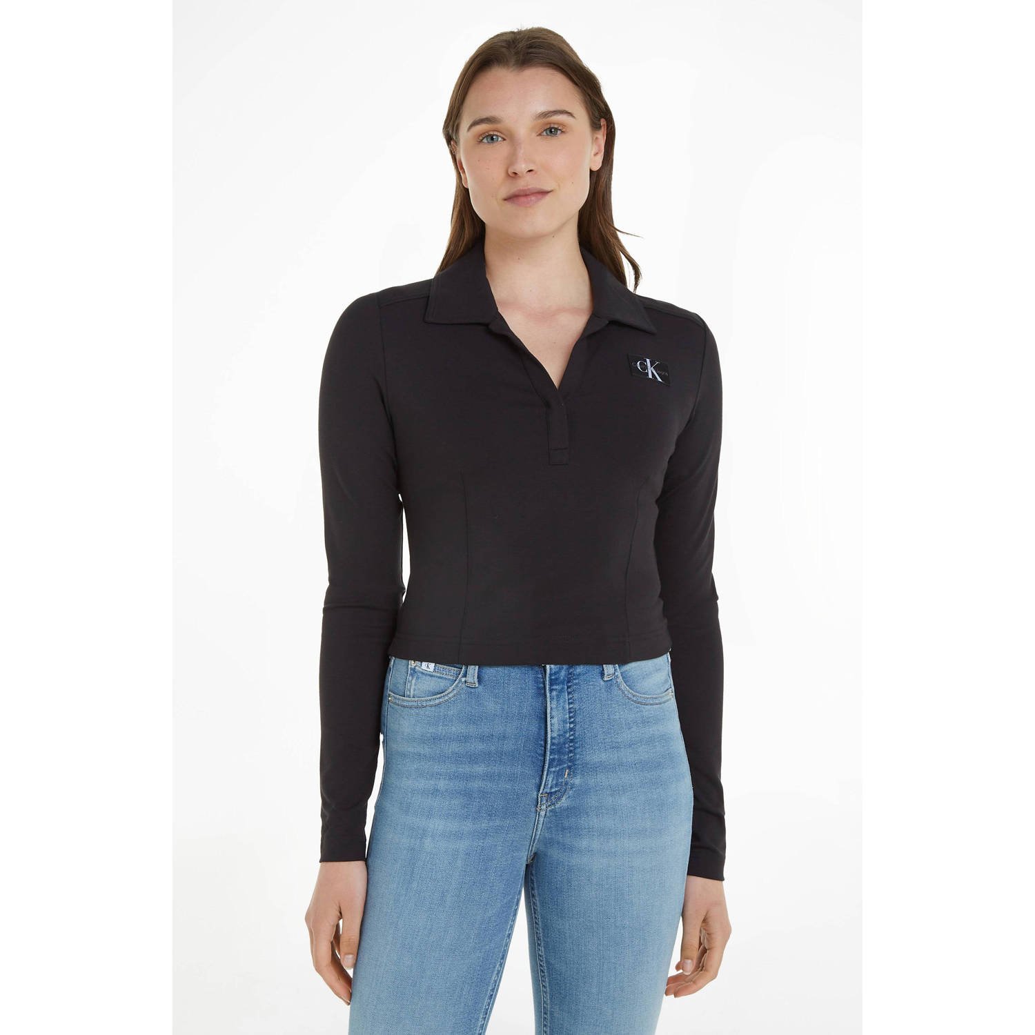 Calvin Klein Jeans Kort poloshirt met platte kraag model 'MILANO'