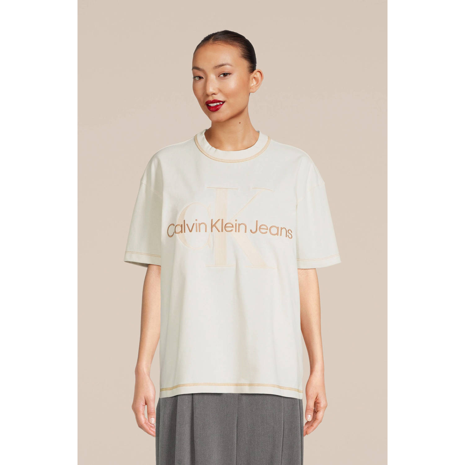 CALVIN KLEIN JEANS T-shirt met logo wit
