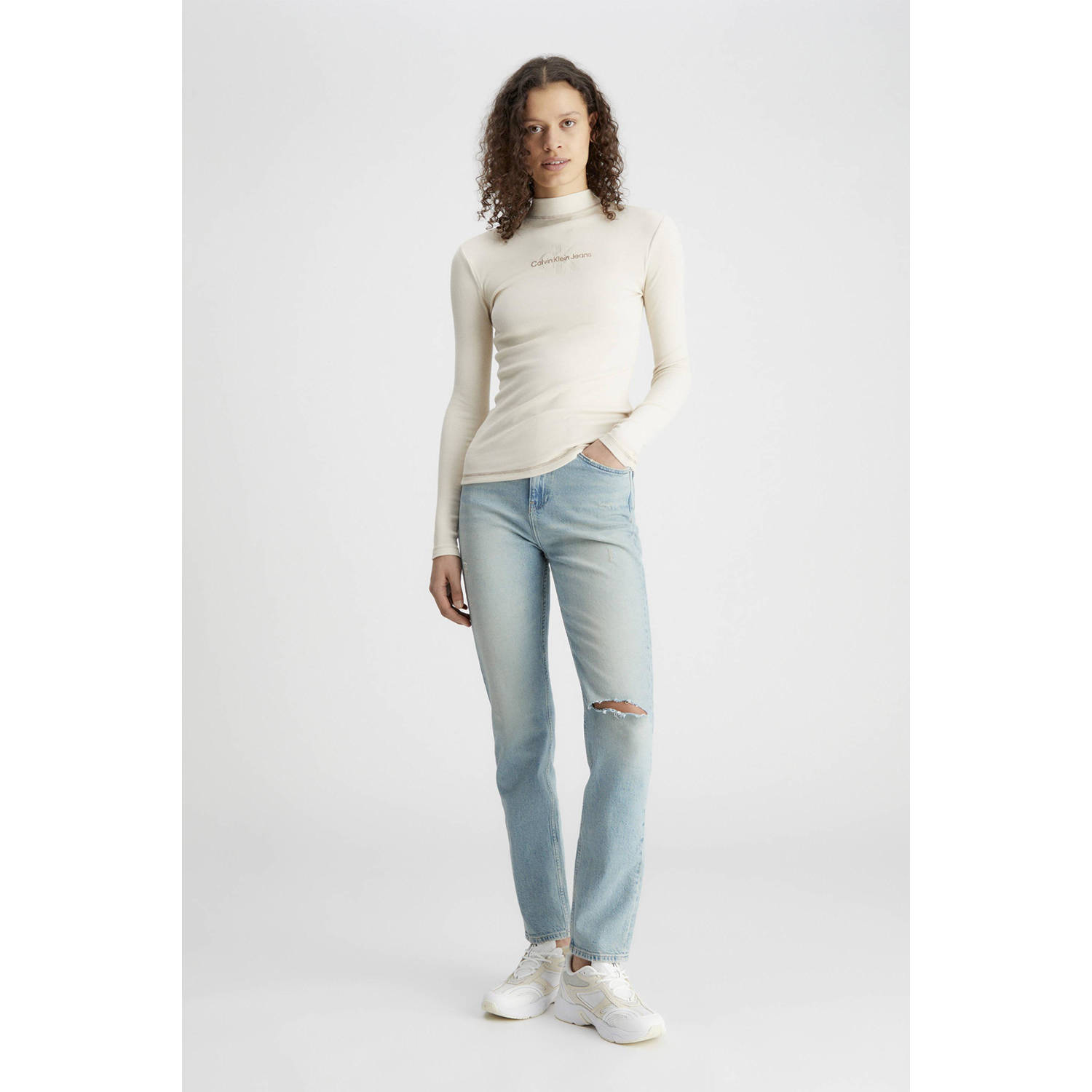 Calvin Klein Jeans Shirt met lange mouwen en label- en logostitching model 'HERO'