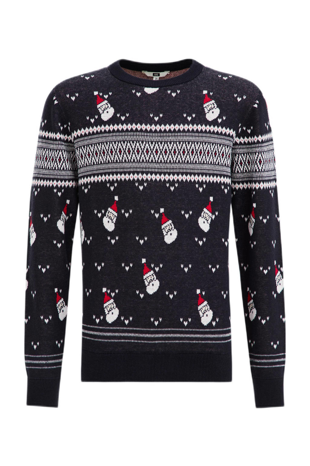 WE Fashion kersttrui met all over print heavy blue | wehkamp