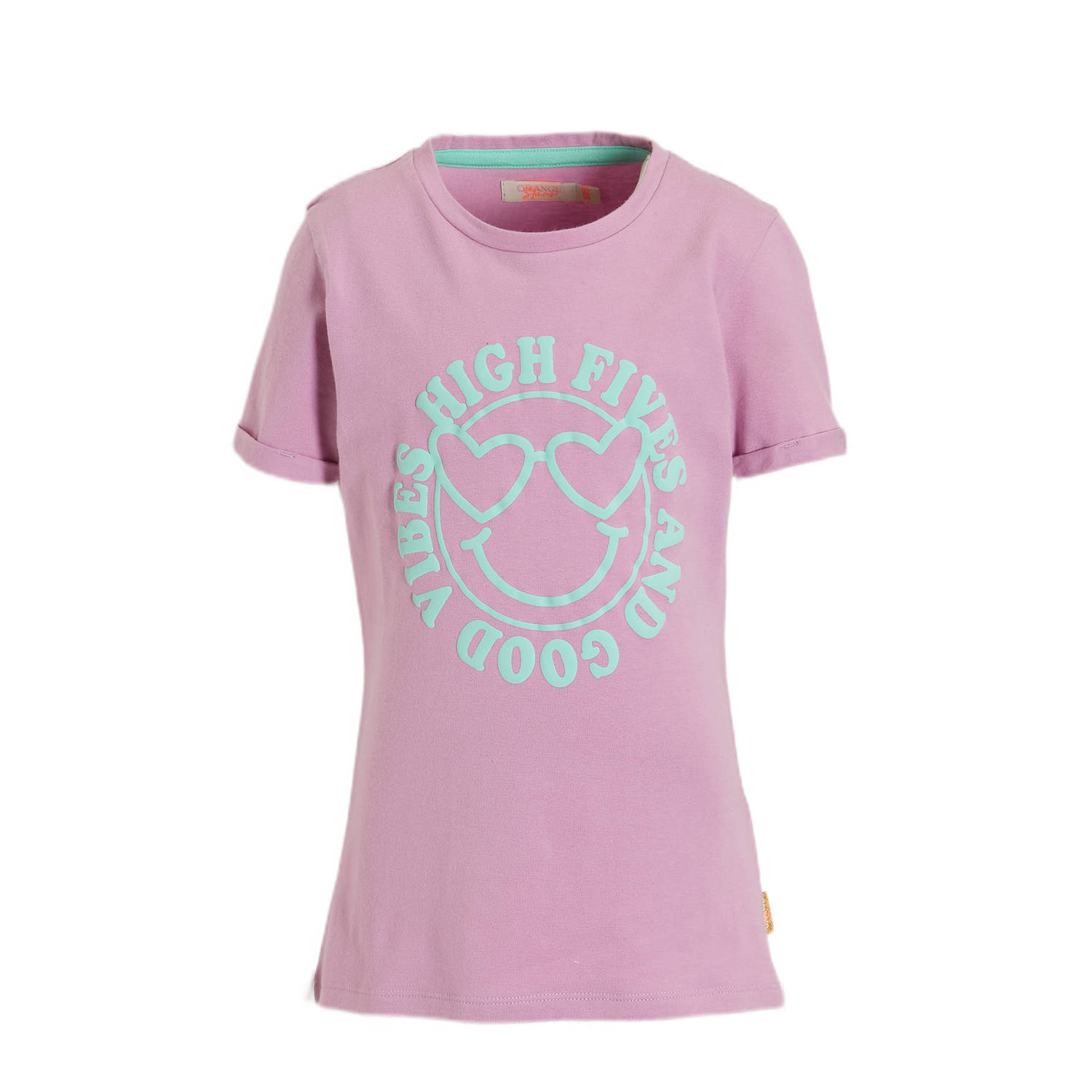 Orange Stars T-shirt Paulette met tekstopdruk lichtroze Meisjes Katoen Ronde hals 110 116