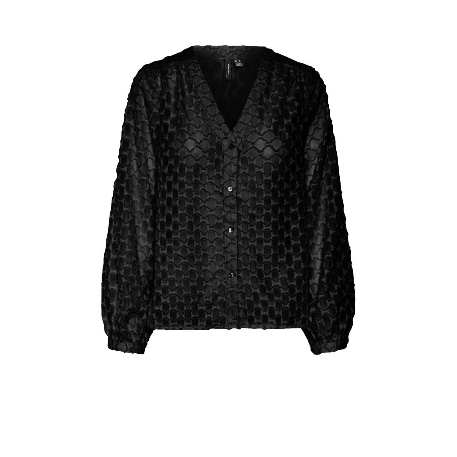 VERO MODA blouse VMALMA met textuur zwart