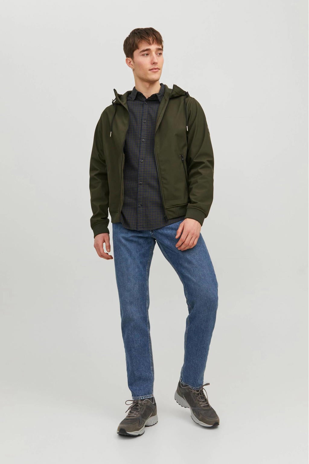 JACK & JONES ESSENTIALS softshell jas JJEBASIC met logo groen