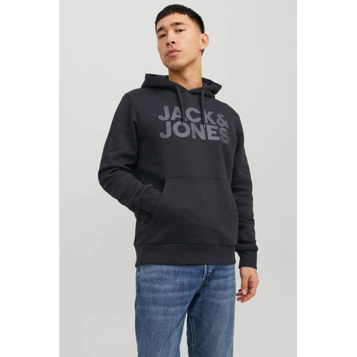JACK & JONES ESSENTIALS hoodie JJECORP met printopdruk zwart afbeelding
