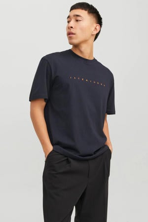 regular fit T-shirt JJESTAR met printopdruk donkerblauw