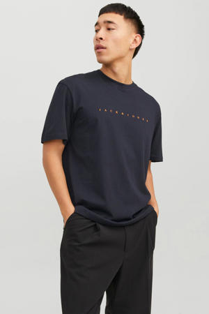 regular fit T-shirt JJESTAR met printopdruk donkerblauw