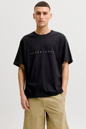 regular fit T-shirt JJESTAR met printopdruk zwart