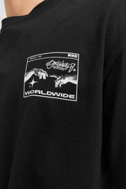 thumbnail: JACK & JONES ORIGINALS oversized T-shirt JORMAGNUM met backprint zwart