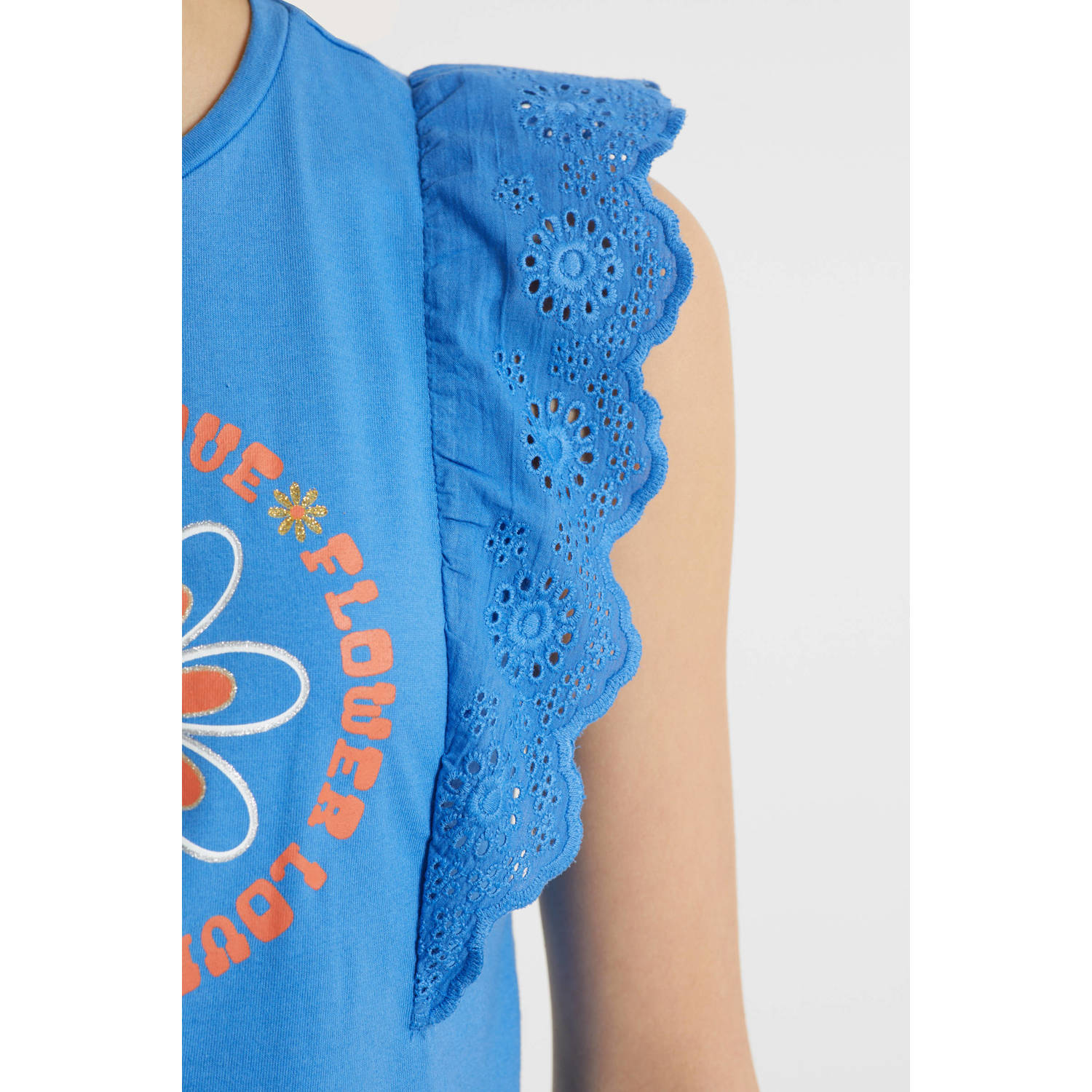 anytime T-shirt met printopdruk blauw