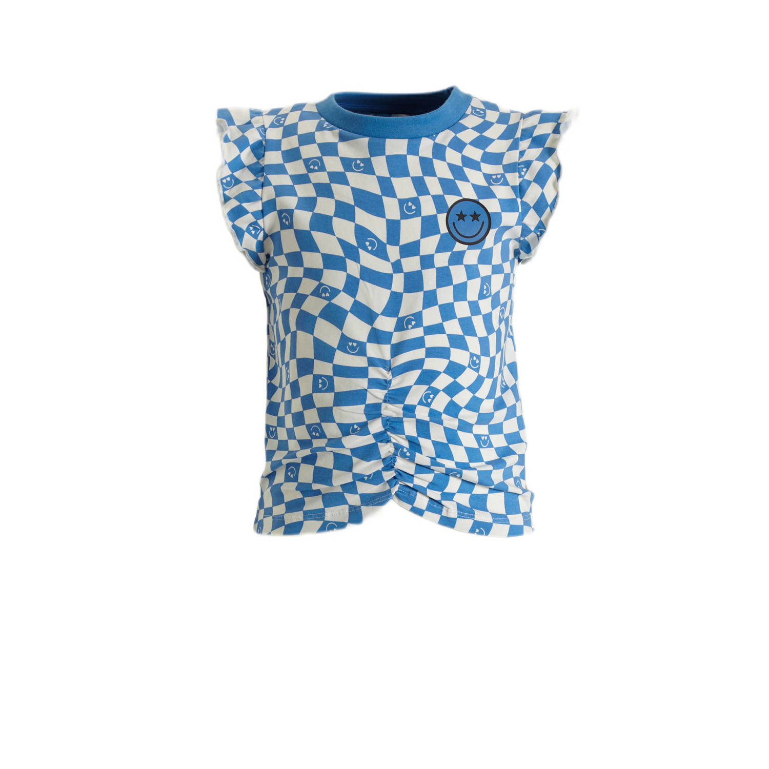 Orange Stars T-shirt Pelin met all over print blauw wit Meisjes Katoen Ronde hals 122 128