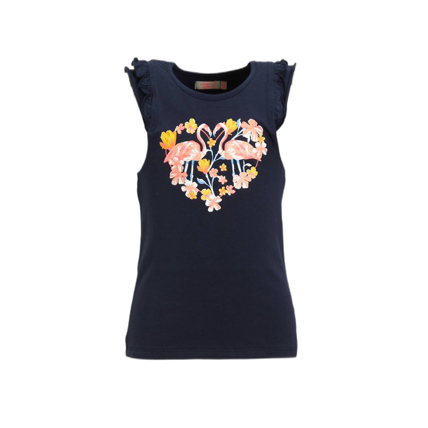 Orange Stars singlet Penelope met printopdruk navy Blauw Meisjes Katoen Ronde hals 110 116