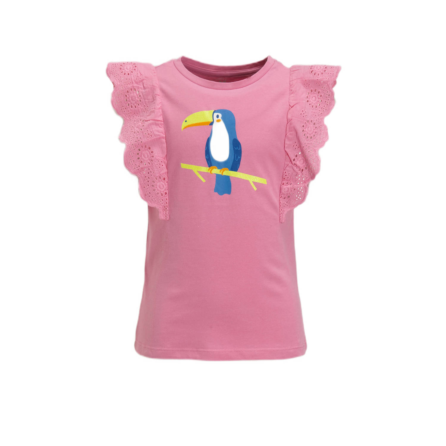 Anytime T-shirt met printopdruk roze Meisjes Polyester Ronde hals Printopdruk 110 116