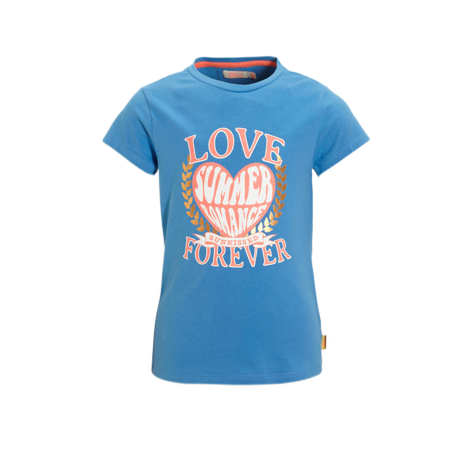 Orange Stars T-shirt Phaedra met printopdruk blauw Meisjes Katoen Ronde hals 110 116