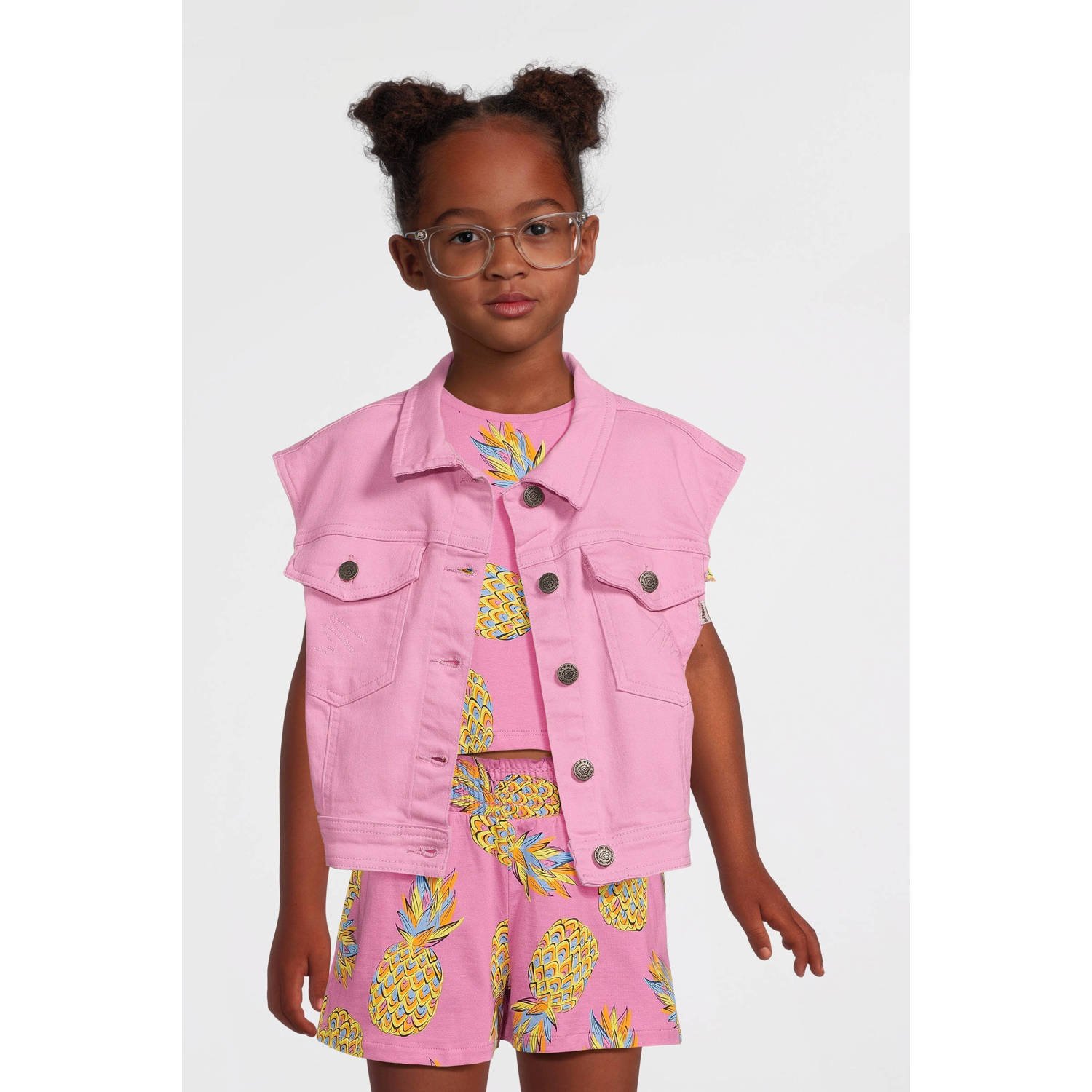 Orange Stars top + short Pieke met all over print roze Shirt + broek Meisjes Katoen Ronde hals 110 116