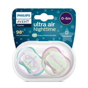 thumbnail: Philips AVENT Ultra Air Nighttime fopspeen 0-6M 2 stuks SCF376/19