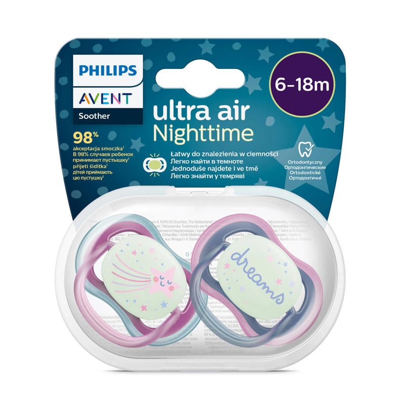 Philips Avent Fopspeen Ultra Air 6-18 mnd Boy met Opdruk 2 stuks Philips Avent Fopspeen Ultra Air 6-18 mnd Boy met Opdruk 2 stuks