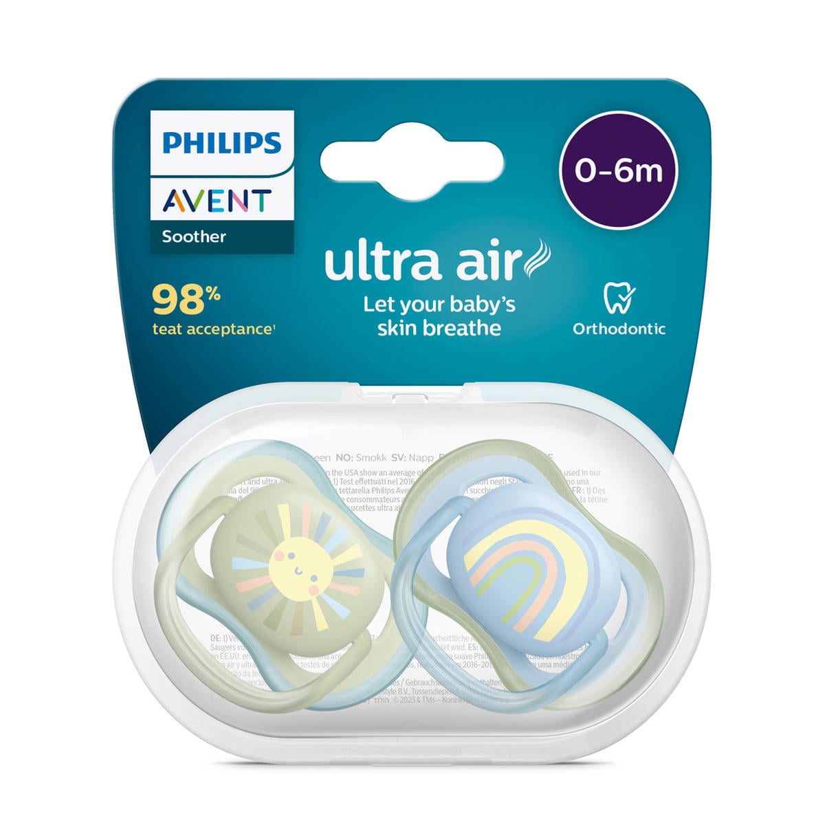 Philips Avent Ultra Air Day And Night Fopspeen 0-6 mnd 2 stuks