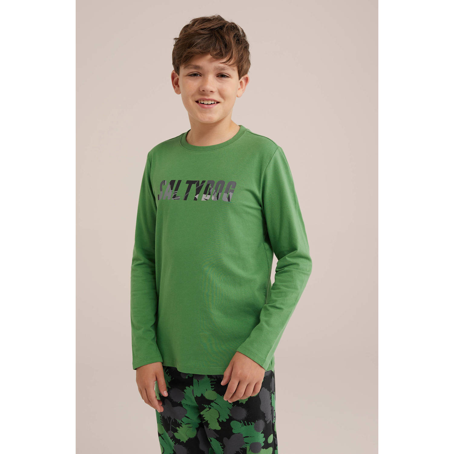 Salty Dog pyjama met all over print groen zwart