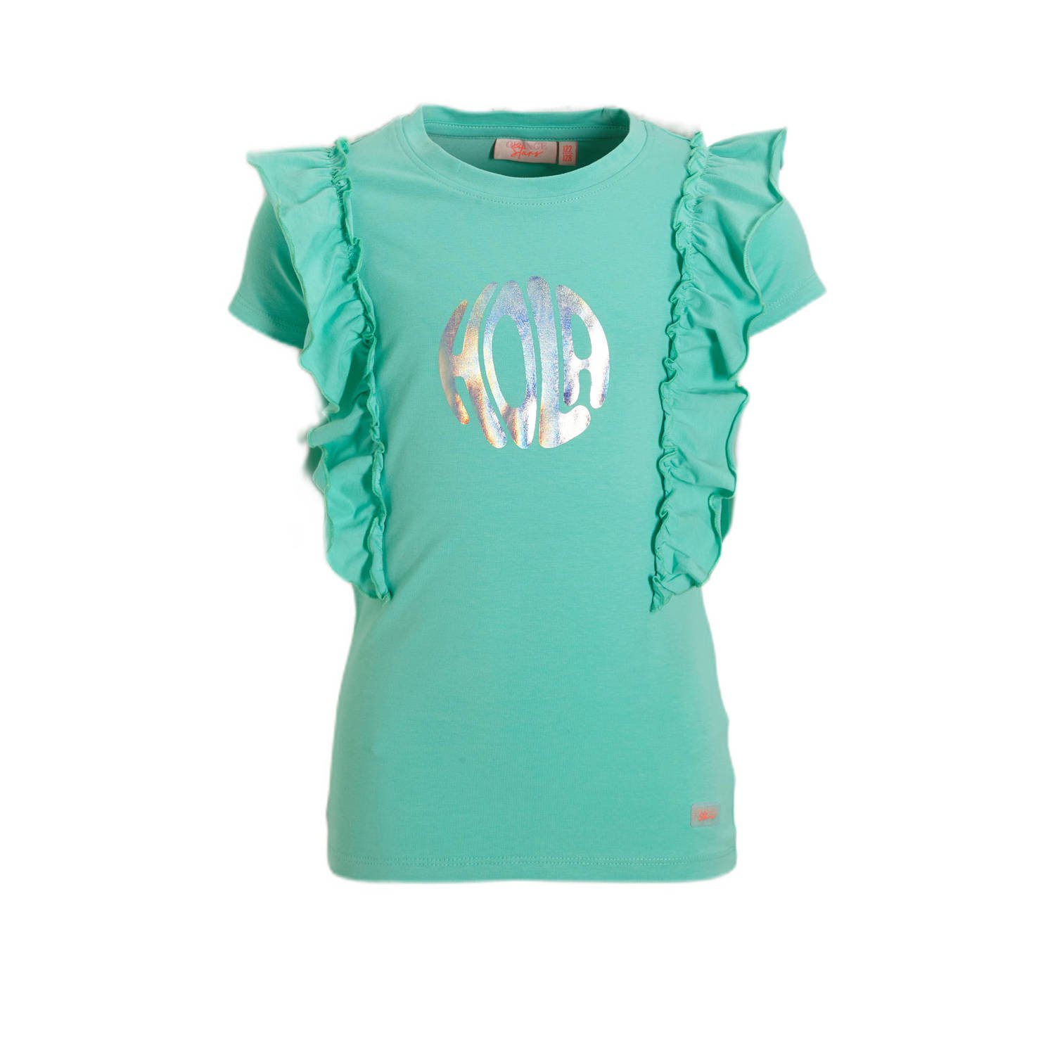 Orange Stars T-shirt Purdy met printopdruk mint Groen Meisjes Katoen Ronde hals 110 116