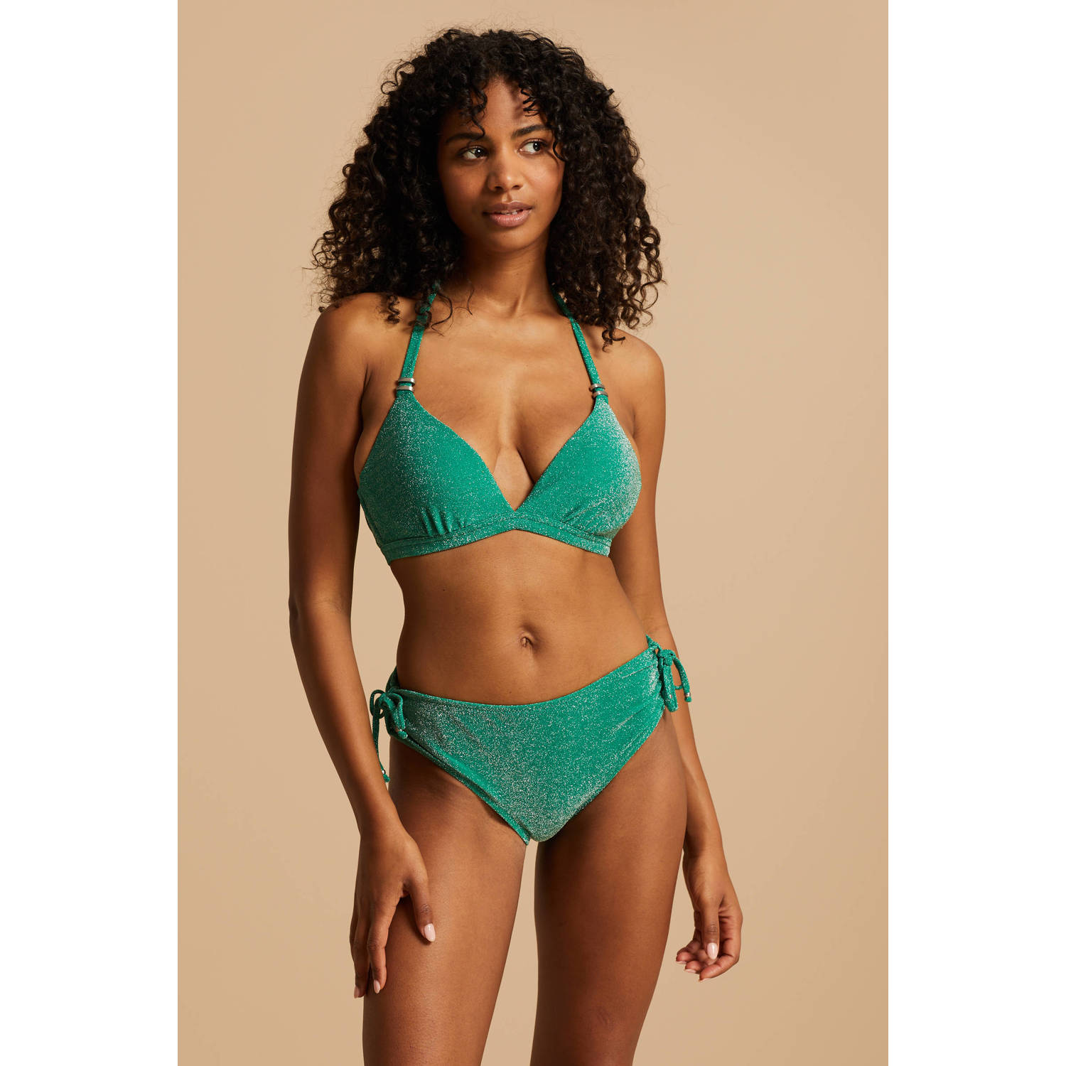 BEACHWAVE bikinibroekje met lurex groen