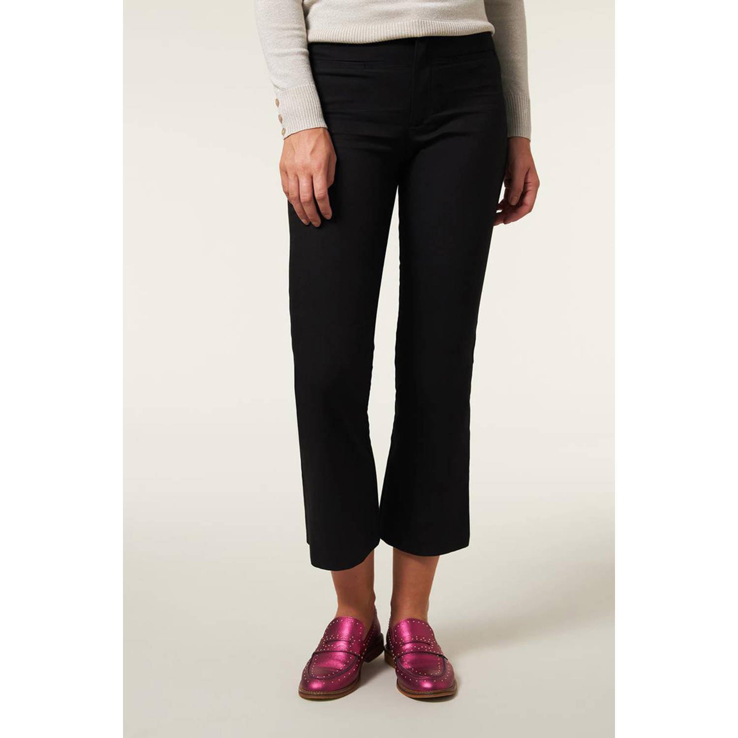 Miss Etam Regulier cropped bootcut pantalon Sara city pants zwart