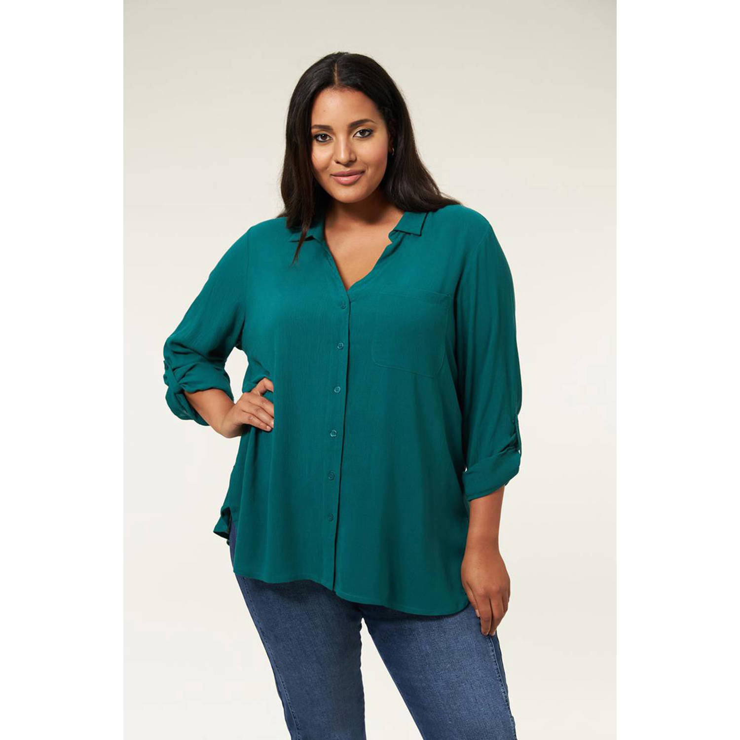 Miss Etam Plus blouse Liv Blouse PL petrol