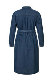 thumbnail: Miss Etam Plus spijker blousejurk Dunya met ceintuur medium blue denim