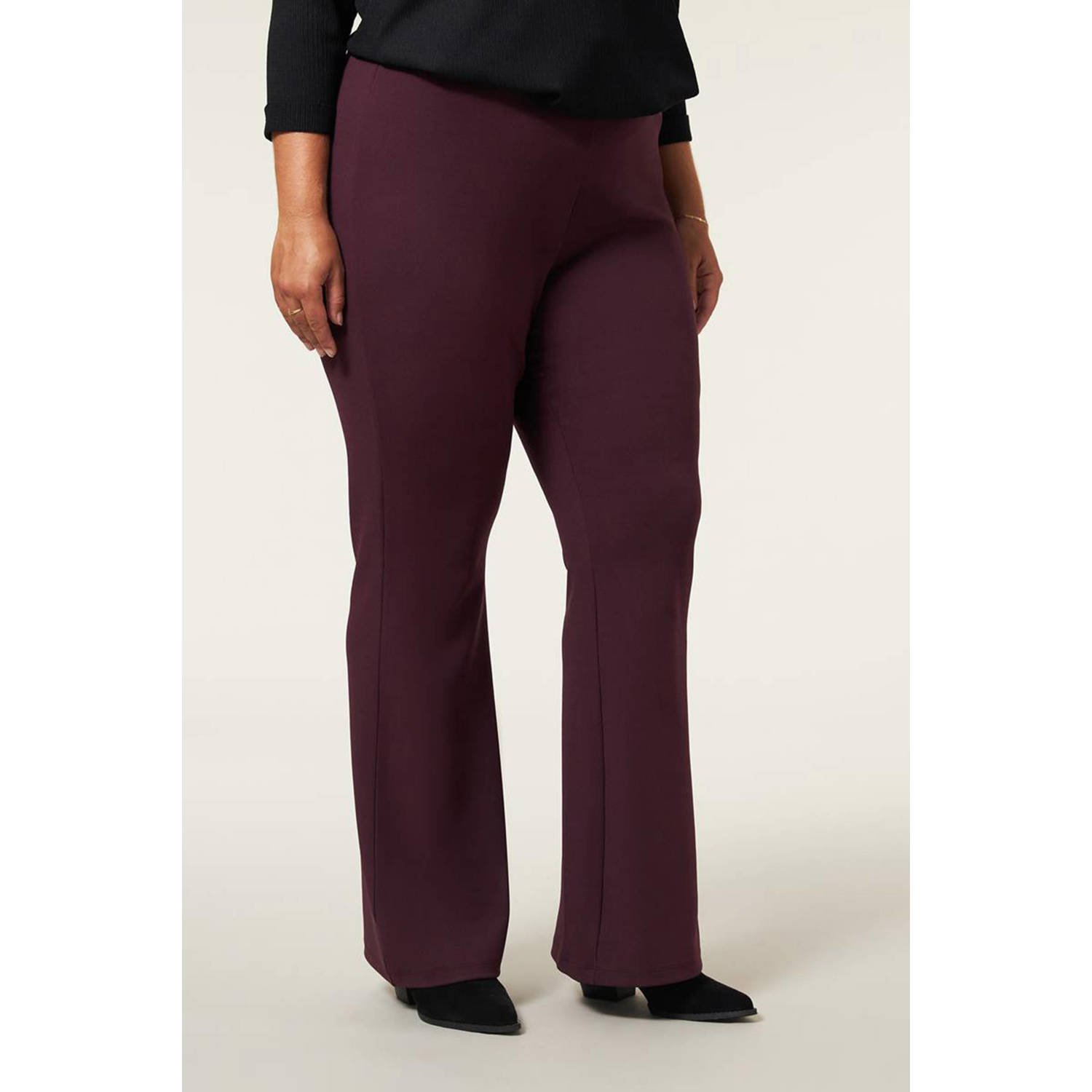 Miss Etam Plus flared broek Mara flared pants AW donkerpaars