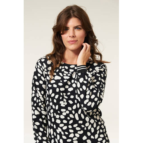 Miss Etam Regulier sweater Lyra met all over print zwart/wit